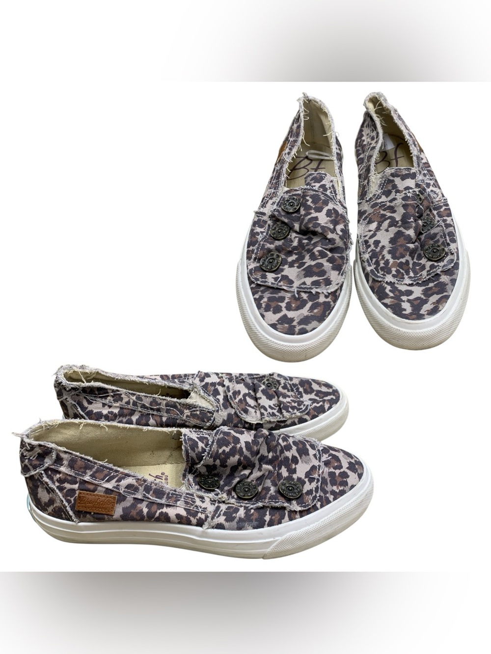 Blowfish Slip-On Canvas Sneakers in Leopard Print - Casual Comfort S7.5